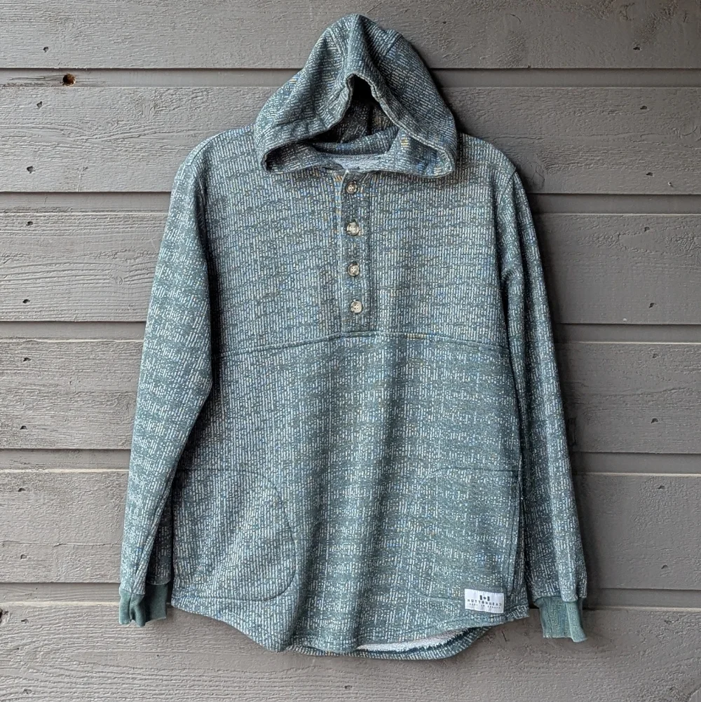 Muttonhead Green Long Sleeve Henley Hoodie Sweatshirt Size Small